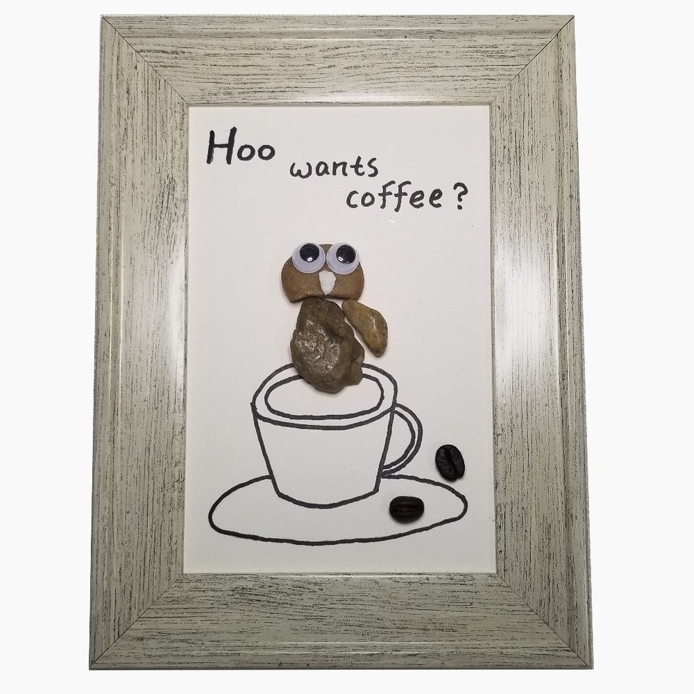 Pebble Art – Who Wants Coffee